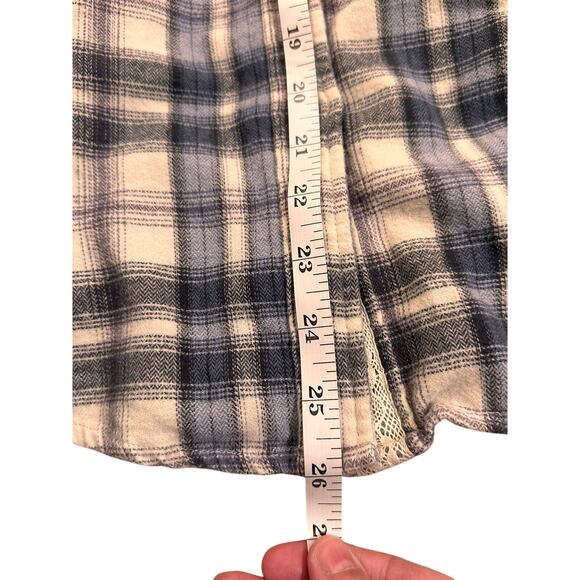 Anthro Holding Horses Willow Ridge Lace and Plaid Button Down Flannel Shirt, M - Picture 5 of 6
